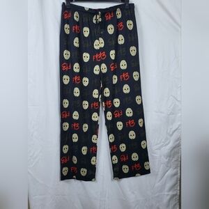 Friday the 13th Jason Official Men's Black Drawstring Wide Leg Pajama‎ Pants 2XL
